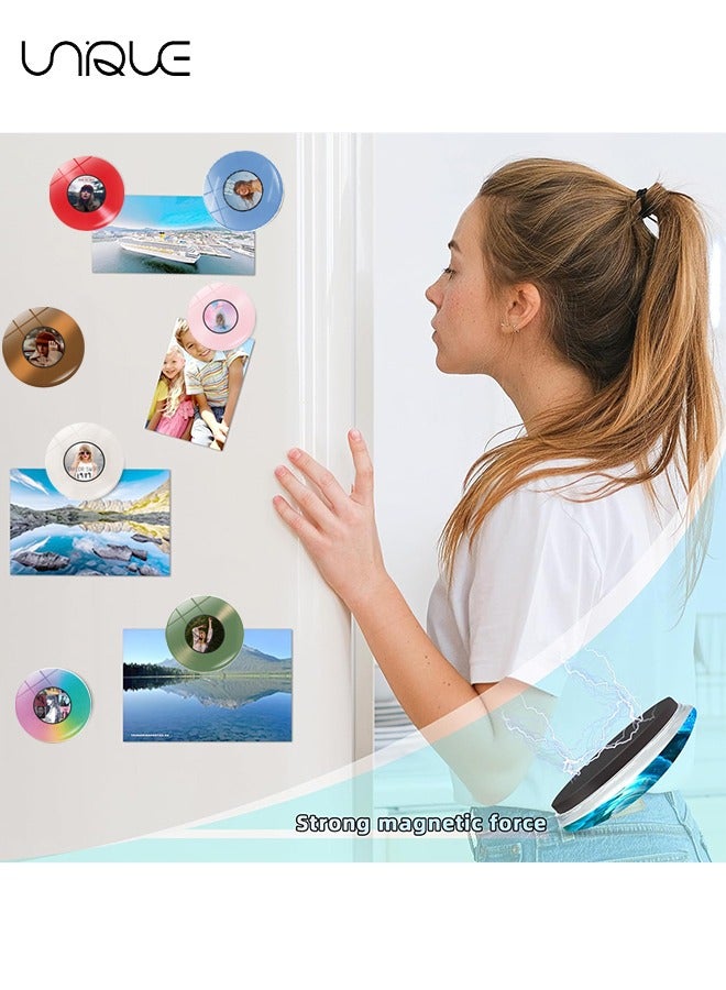 Unique 12 PCS Glass Strong Fridge Magnet, Round Album Record Fridge - for Kids Small Magnets for Whiteboard Magnets for Fridge, Office, Kitchen, Dishwasher - Image 5