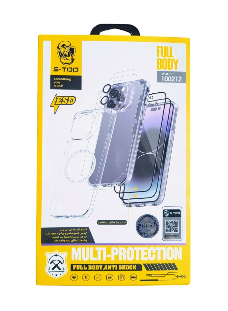 S-TOP Full Body Protection Anti Shock Compatible with iPhone 12 Pro Black 