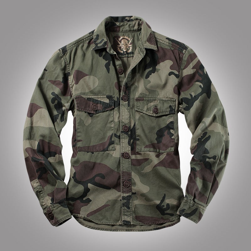 Work shirt long sleeve coat camouflage work uniform military jacket thick twill factory direct camouflage clothing Mountain Camouflage 