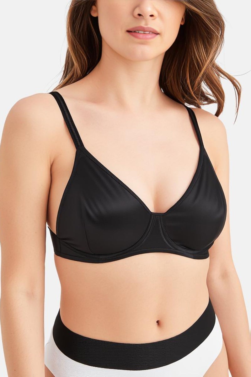 TRIUMPH حمالة صدر نسائية بسيطة غير مبطنة بسلك، سوداء - Image 1