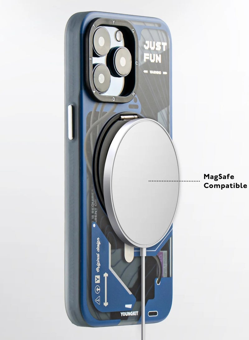 YOUNG KIT Cyberpunk 360° Magnetic Ring Stand Case for iPhone 16 Pro Max – Bold Design with Foldable Kickstand - Image 4