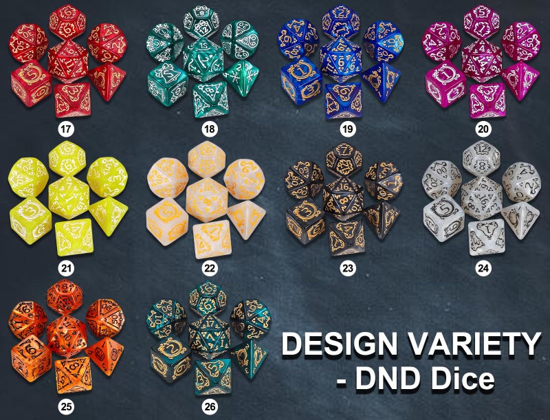 CiaraQ DND Dice Sets- 26 X 7 Polyhedral Dice (182pcs) with a Large Drawstring Bag, Multi-Color Engraved Gaming Dice for Dungeons and Dragons, Role Playing Table Game. - Image 3
