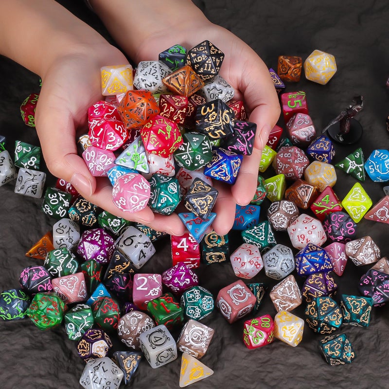 CiaraQ DND Dice Sets- 26 X 7 Polyhedral Dice (182pcs) with a Large Drawstring Bag, Multi-Color Engraved Gaming Dice for Dungeons and Dragons, Role Playing Table Game. - Image 4