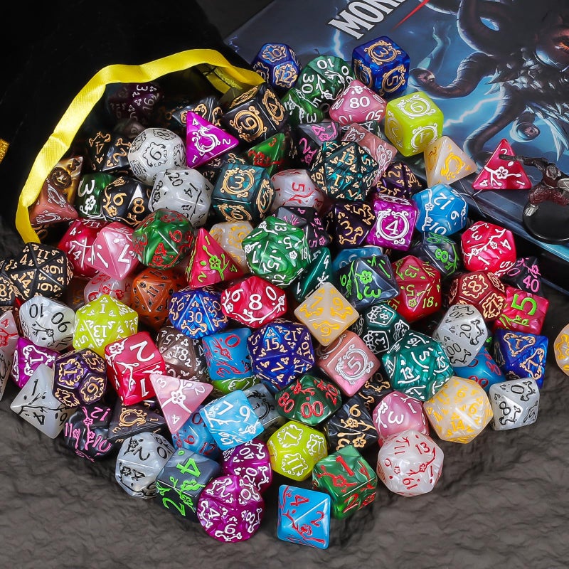 CiaraQ DND Dice Sets- 26 X 7 Polyhedral Dice (182pcs) with a Large Drawstring Bag, Multi-Color Engraved Gaming Dice for Dungeons and Dragons, Role Playing Table Game. - Image 5