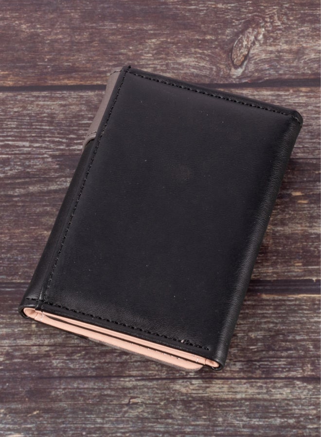 The Black Pearl Accessories Leather Flip Wallet & Card Holder with 9 Pockets Black Gray  - Image 2