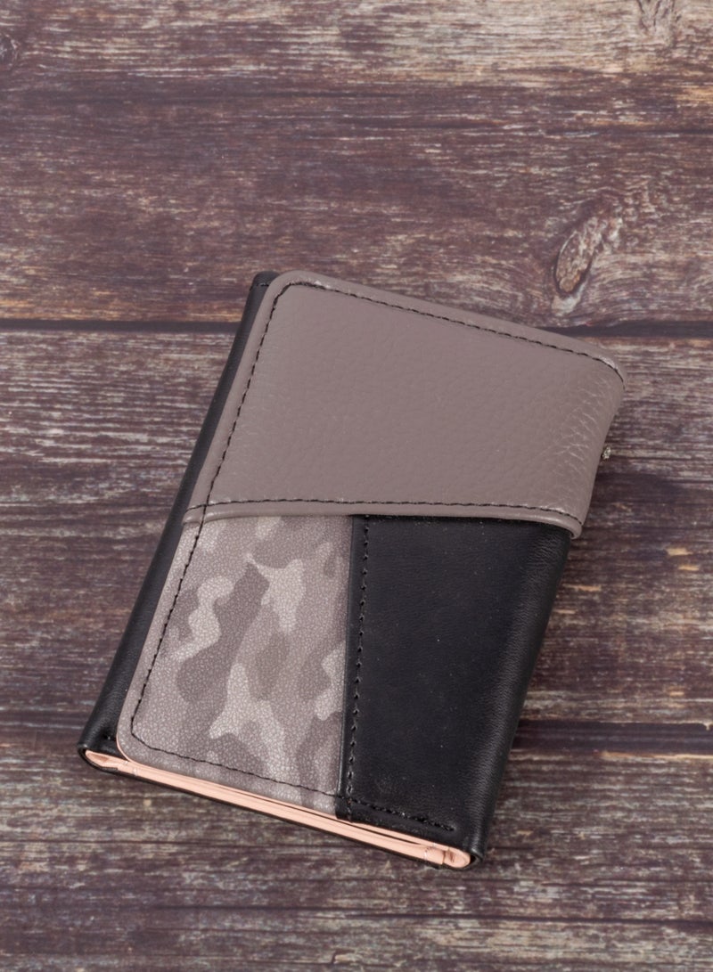 The Black Pearl Accessories Leather Flip Wallet & Card Holder with 9 Pockets Black Gray  - Image 1