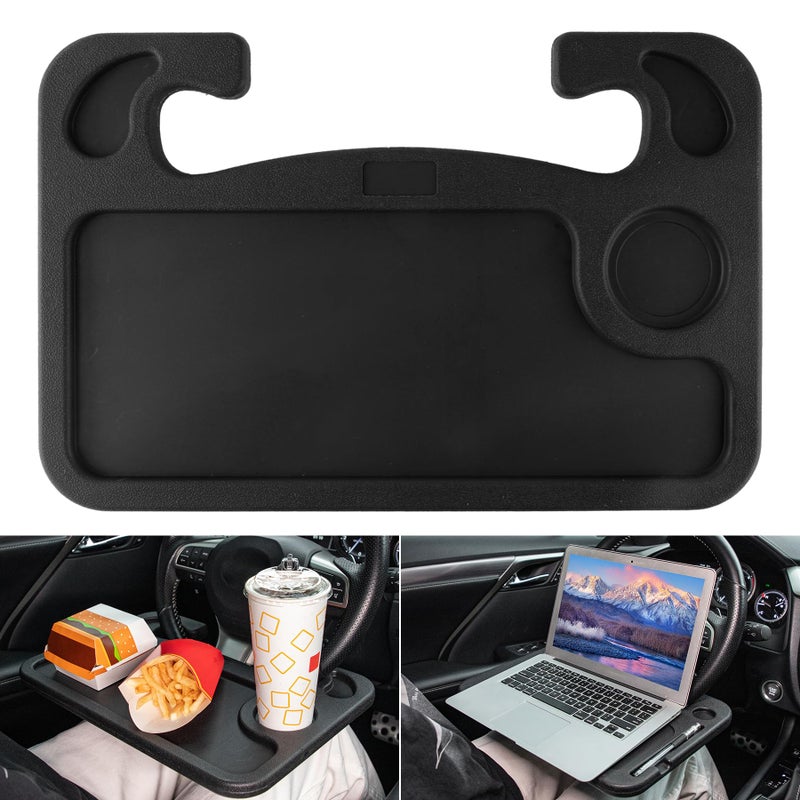 JUSTTOP Car Steering Wheel Desk for LaptopMultipurpose Travel Car Accessories Car Seat Stand Trays for Eating Steering Wheel Under Table ConsoleBlack