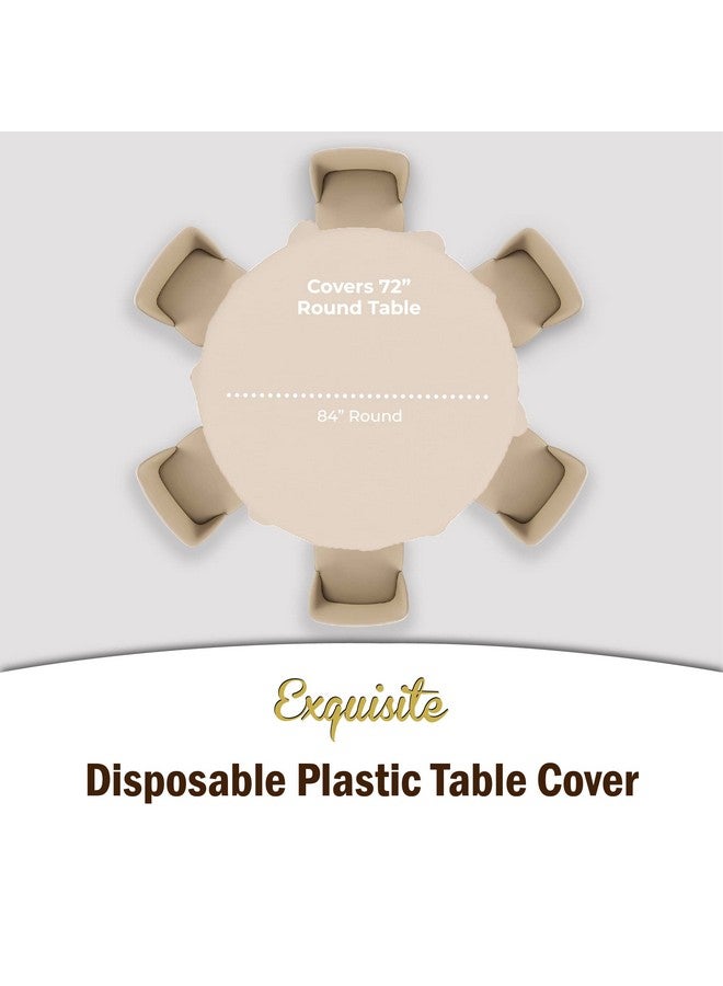 Exquisite طقم 6 قطع من غطاء الطاولة البلاستيكي الفاخر 84 بوصة - دائري - عاجي - Image 4