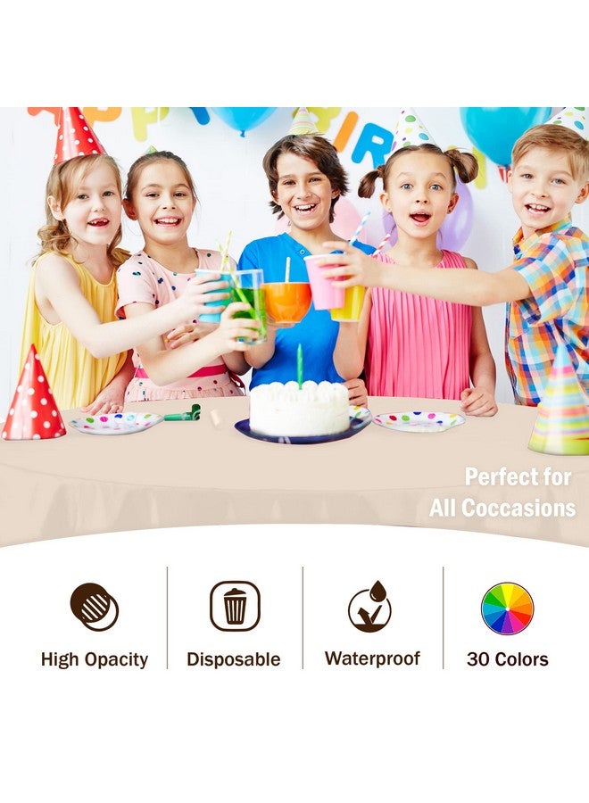 Exquisite طقم 6 قطع من غطاء الطاولة البلاستيكي الفاخر 84 بوصة - دائري - عاجي - Image 5