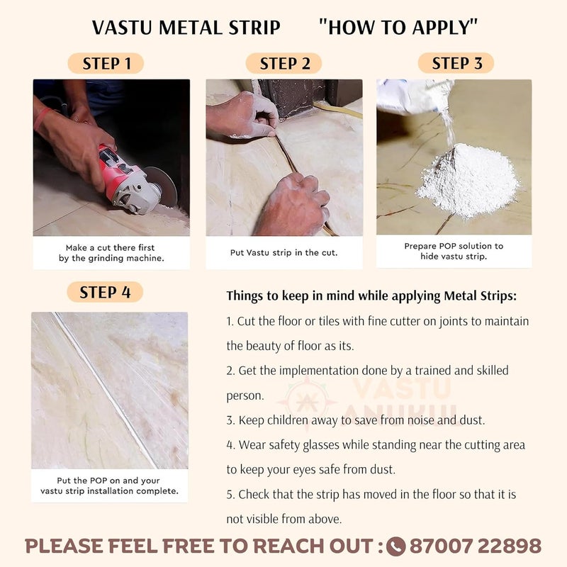 VASTU ANUKUL فاستو أنوكول علاج فاستو بريميوم شرائط فاستو من المعدن النحاسي حجم L 8 أقدام × W1 بوصة 25 مم × 02 مم سمك - Image 5