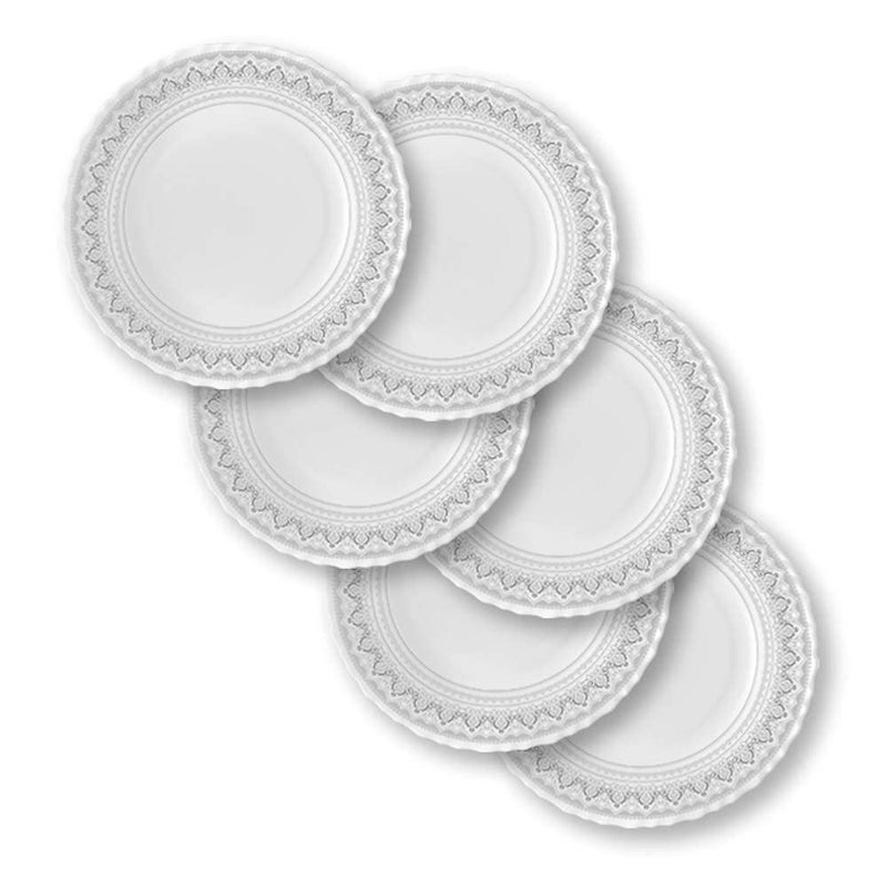SkyKey Opal Glass Diva Cosmo Quarter Plate Set White 75 Inch Set of 6 Suitable for Every Occasion - Image 5