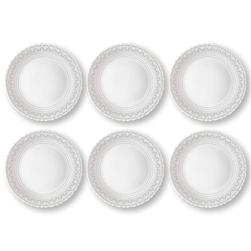 SkyKey Opal Glass Diva Cosmo Quarter Plate Set White 75 Inch Set of 6 Suitable for Every Occasion - Image 4
