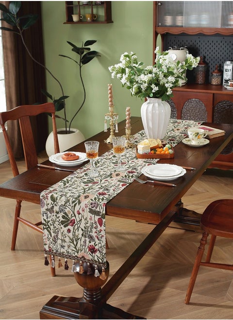 مفرش طاولة طويل بتصميم كلاسيكي أمريكي، طاولة شاي، مفرش طاولة وعلم، مفرش طاولة طويل مطرز من قماش الجاكار الفاخر الخفيف 30*180 سم
