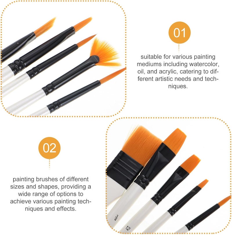 10pcs Nylon Hair Paintbrush Set with Cloth Roll, Oil Painting Brushes for Artists and Travel, Convenient Portable Paint Brush Kit for Watercolor and Acrylic Painting - Image 3