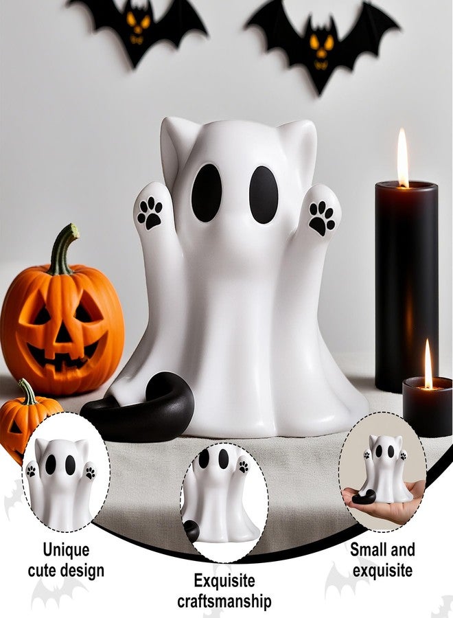 AuraGlaze Halloween Ghost Statue, Cute Cat Ghost Figurines Ghost Desk Decor, Mini Halloween Decoration Statue, for Home and Office Desktop Decor Display Ornaments - Image 3