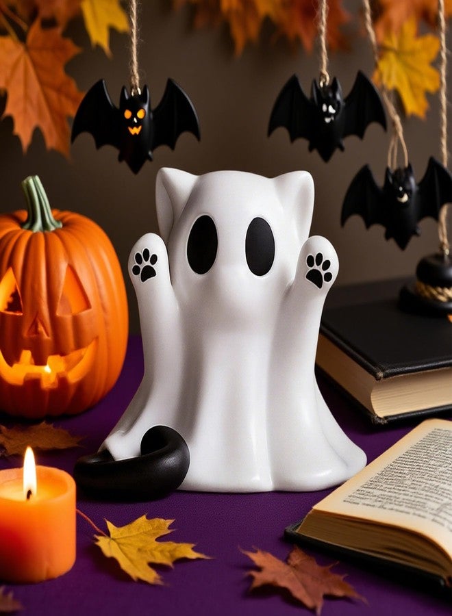 AuraGlaze Halloween Ghost Statue, Cute Cat Ghost Figurines Ghost Desk Decor, Mini Halloween Decoration Statue, for Home and Office Desktop Decor Display Ornaments - Image 5
