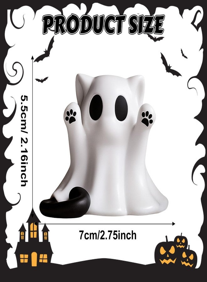 AuraGlaze Halloween Ghost Statue, Cute Cat Ghost Figurines Ghost Desk Decor, Mini Halloween Decoration Statue, for Home and Office Desktop Decor Display Ornaments - Image 2