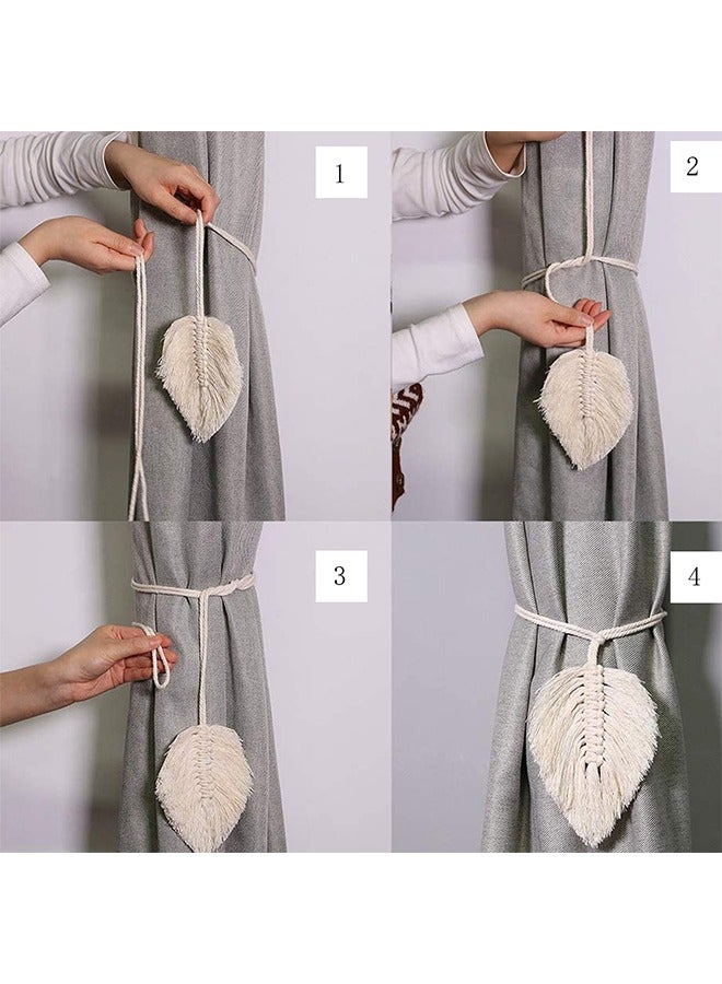 Loquat 2 Pcs Curtain Tiebacks Handmade Holdbacks Farmhouse Curtain Tie Back Holder - Image 3