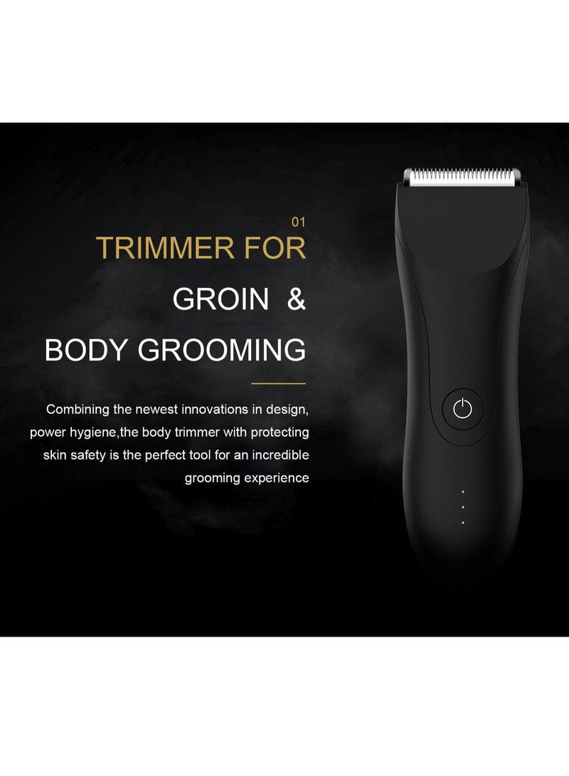 Generic Men Waterproof Electric Body Hair Trimmer Hair Shaver Professional Hair Clipper Black  - Image 2