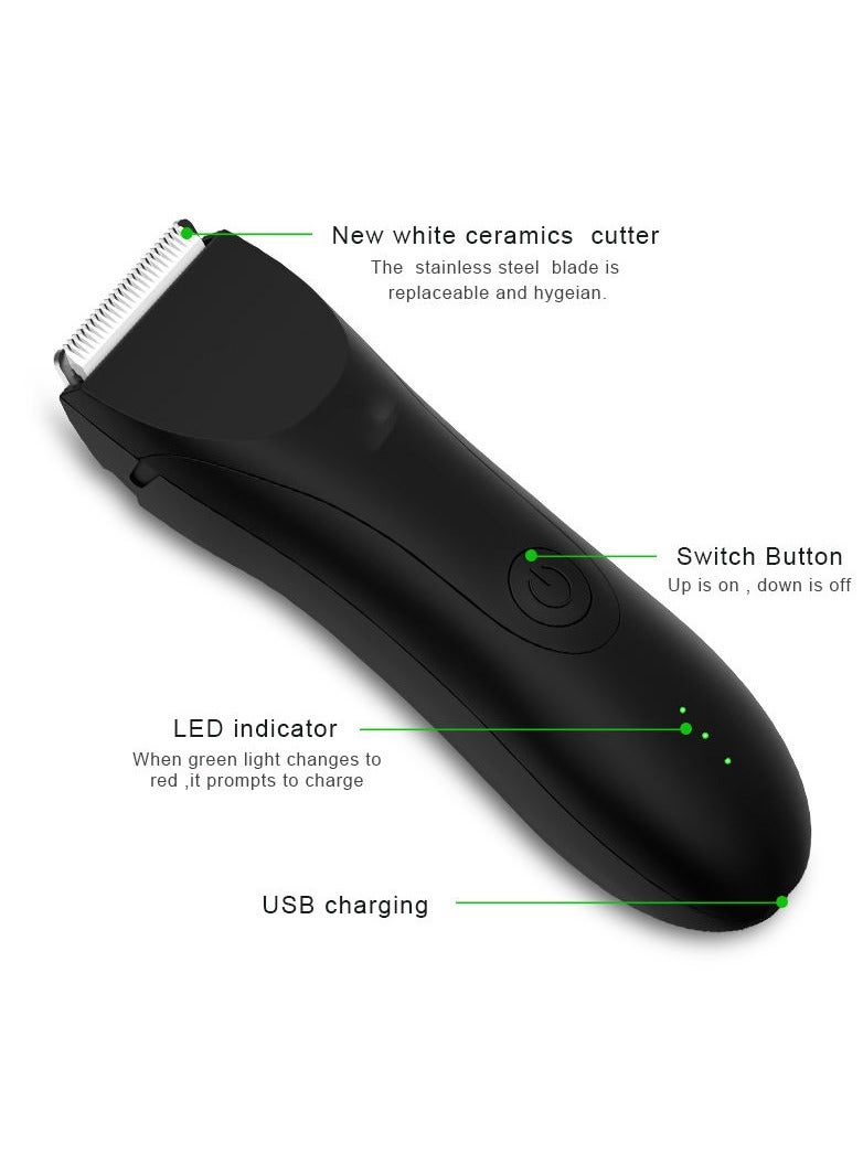 Generic Men Waterproof Electric Body Hair Trimmer Hair Shaver Professional Hair Clipper Black  - Image 4