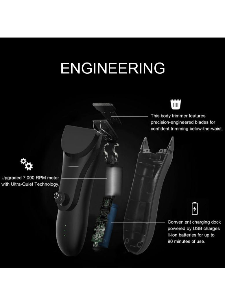 Generic Men Waterproof Electric Body Hair Trimmer Hair Shaver Professional Hair Clipper Black  - Image 5