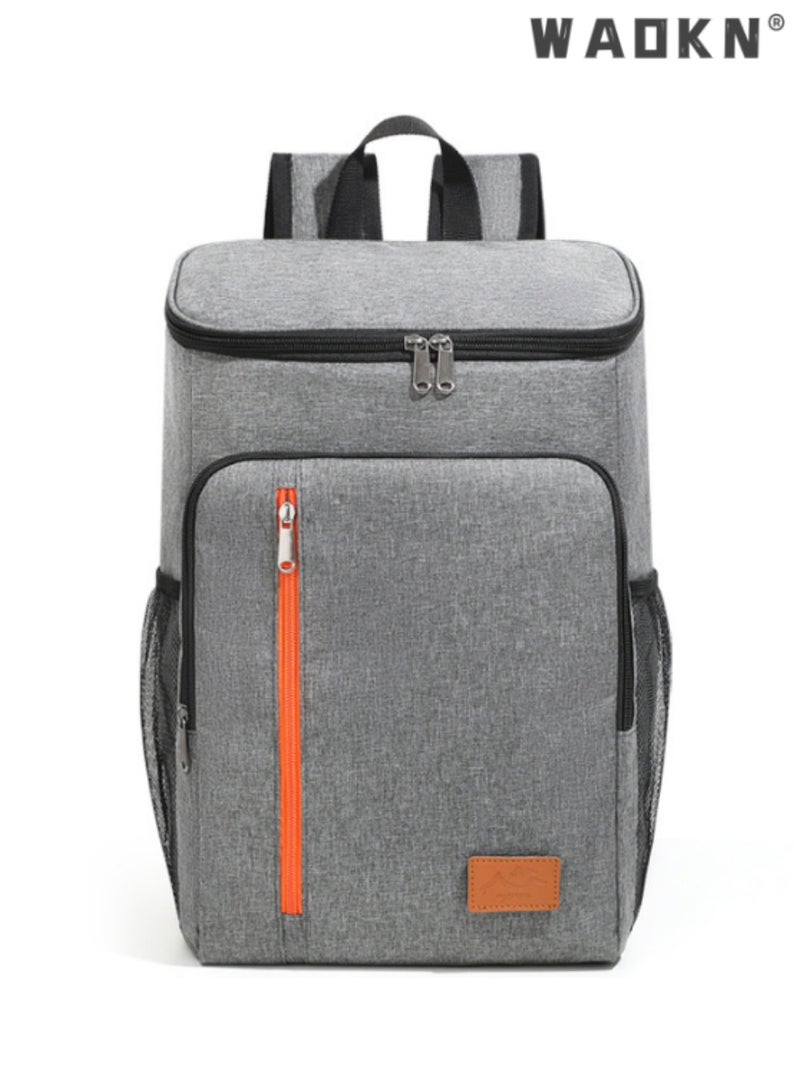 WAOKN Grey 18L Extra Large Insulated Backpack, Waterproof and Durable Thermal Bag for Hiking and Outdoor Activities, Large Capacity Backpack to Keep Food and Beverages Fresh, Easy to Carry  - Image 1