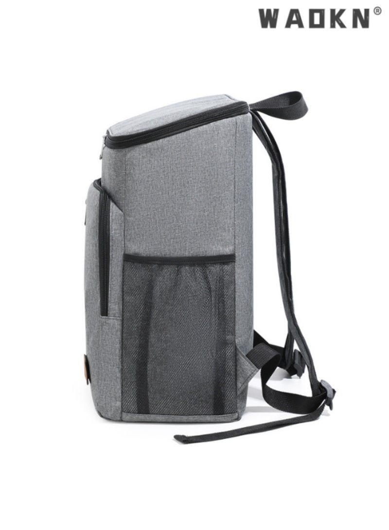 WAOKN Grey 18L Extra Large Insulated Backpack, Waterproof and Durable Thermal Bag for Hiking and Outdoor Activities, Large Capacity Backpack to Keep Food and Beverages Fresh, Easy to Carry  - Image 3