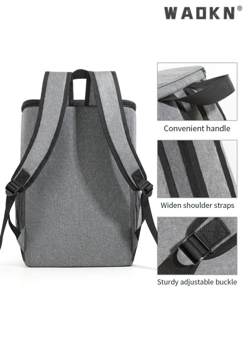 WAOKN Grey 18L Extra Large Insulated Backpack, Waterproof and Durable Thermal Bag for Hiking and Outdoor Activities, Large Capacity Backpack to Keep Food and Beverages Fresh, Easy to Carry  - Image 5