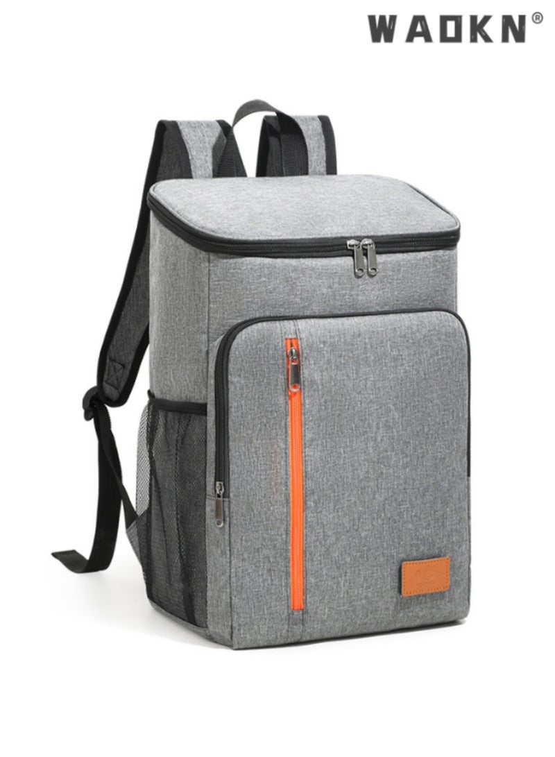 WAOKN Grey 18L Extra Large Insulated Backpack, Waterproof and Durable Thermal Bag for Hiking and Outdoor Activities, Large Capacity Backpack to Keep Food and Beverages Fresh, Easy to Carry  - Image 2