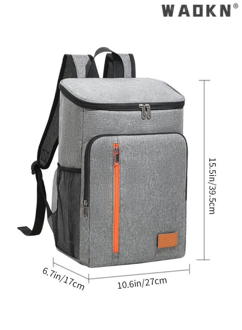 WAOKN Grey 18L Extra Large Insulated Backpack, Waterproof and Durable Thermal Bag for Hiking and Outdoor Activities, Large Capacity Backpack to Keep Food and Beverages Fresh, Easy to Carry  - Image 4