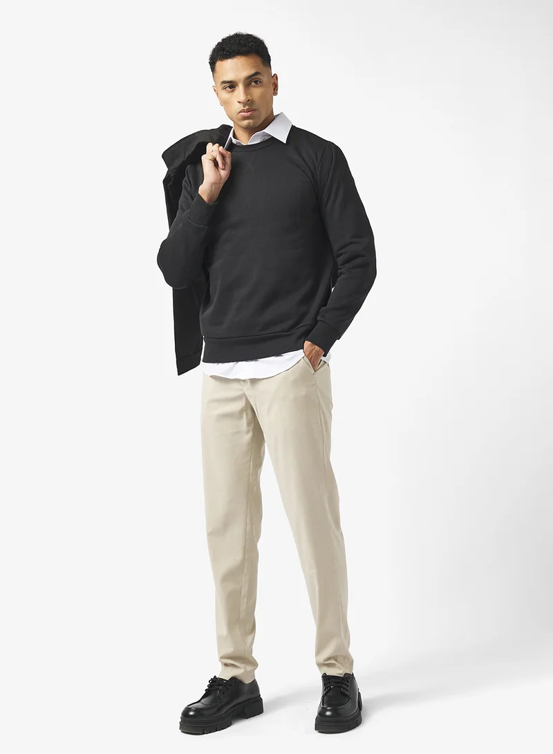 BRAVE SOUL Ribbed Crew Neck Sweatshirt