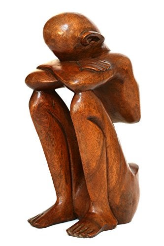 G6 Collection 12" Abstract Sculpture Wooden Handmade Handcrafted Art - Resting Man - Home Decor Decorative Figurine Accent Decoration Rustic Hand Carved Statue Resting Man - Image 1