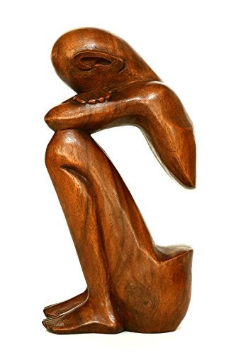G6 Collection 12" Abstract Sculpture Wooden Handmade Handcrafted Art - Resting Man - Home Decor Decorative Figurine Accent Decoration Rustic Hand Carved Statue Resting Man - Image 2