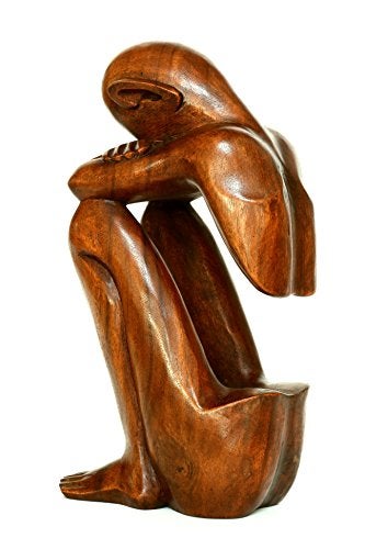 G6 Collection 12" Abstract Sculpture Wooden Handmade Handcrafted Art - Resting Man - Home Decor Decorative Figurine Accent Decoration Rustic Hand Carved Statue Resting Man - Image 3