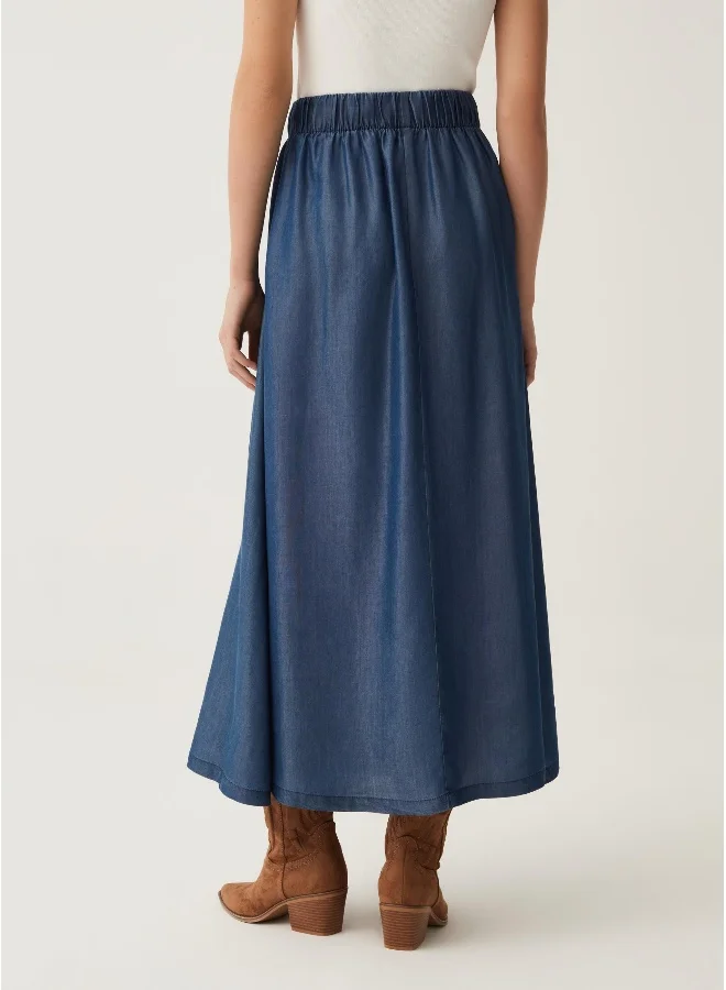 او في اس Long skirt with denim effect