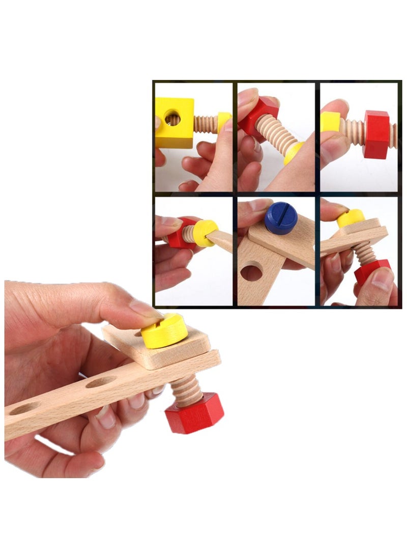 ponny Ponny 36 PCS Wood Nuts Bolts Set Kids DIY Assembly Cars Model Wooden Construction Building Set for Kids  - Image 4