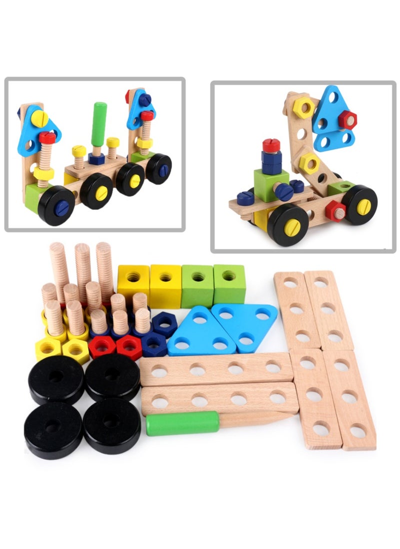 ponny Ponny 36 PCS Wood Nuts Bolts Set Kids DIY Assembly Cars Model Wooden Construction Building Set for Kids  - Image 2