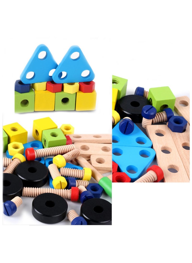 ponny Ponny 36 PCS Wood Nuts Bolts Set Kids DIY Assembly Cars Model Wooden Construction Building Set for Kids  - Image 3