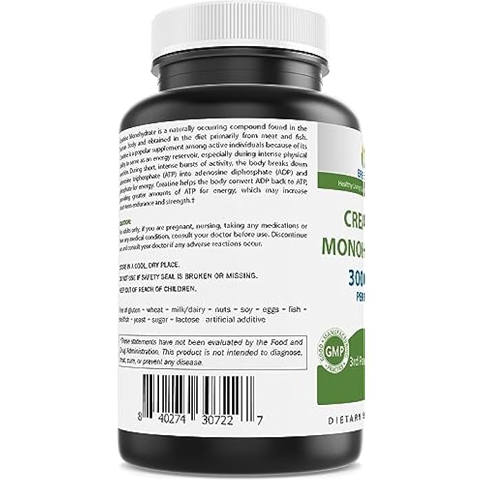 Brieofood Creatine Pills 3000 mg per Serving - 240 Tablets - 3rd Party Lab Tested for Purity & Quality - Helps Improve Athletic Performance - Image 3