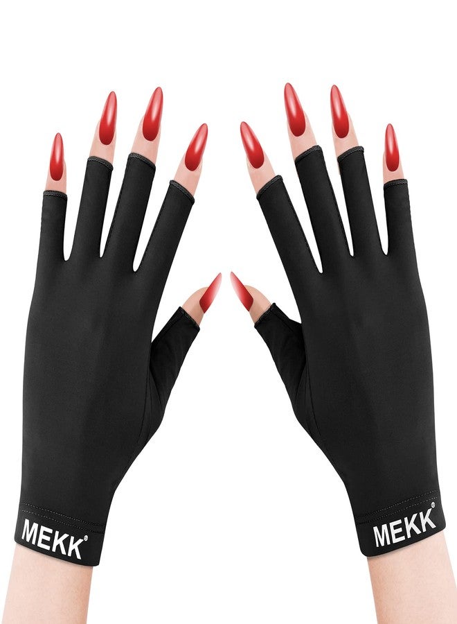 MEKK UV Gloves for Nails, Extra Length UPF99+ UV Protection Gloves for Gel Nails,Professional Manicure Gloves for Skin Care & Nail Art -Black - Image 1