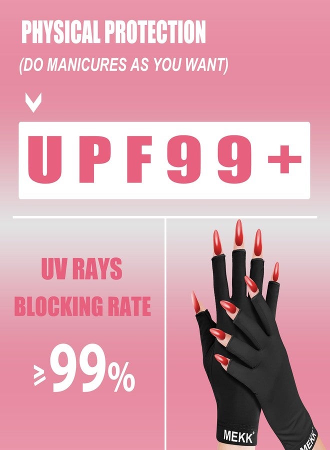 MEKK UV Gloves for Nails, Extra Length UPF99+ UV Protection Gloves for Gel Nails,Professional Manicure Gloves for Skin Care & Nail Art -Black - Image 2