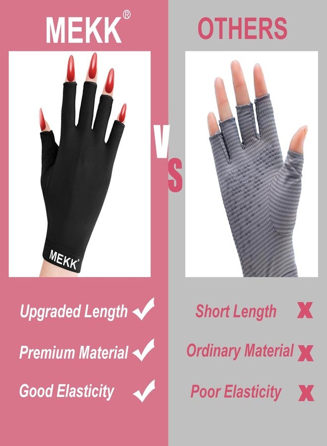 MEKK UV Gloves for Nails, Extra Length UPF99+ UV Protection Gloves for Gel Nails,Professional Manicure Gloves for Skin Care & Nail Art -Black - Image 3
