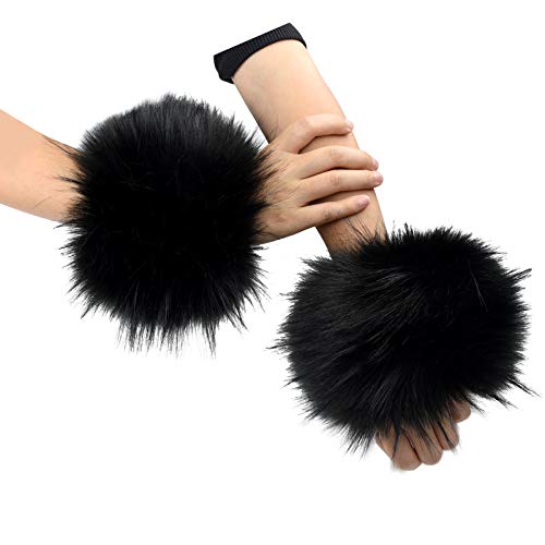 Tongcloud Women's Faux Fur Wrist Cuffs Wrist Warmers Faux Fur Arm Cuffs Winter Warm Warmers for Women Party Costumes Gifts - Image 3