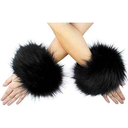 Tongcloud Women's Faux Fur Wrist Cuffs Wrist Warmers Faux Fur Arm Cuffs Winter Warm Warmers for Women Party Costumes Gifts - Image 1