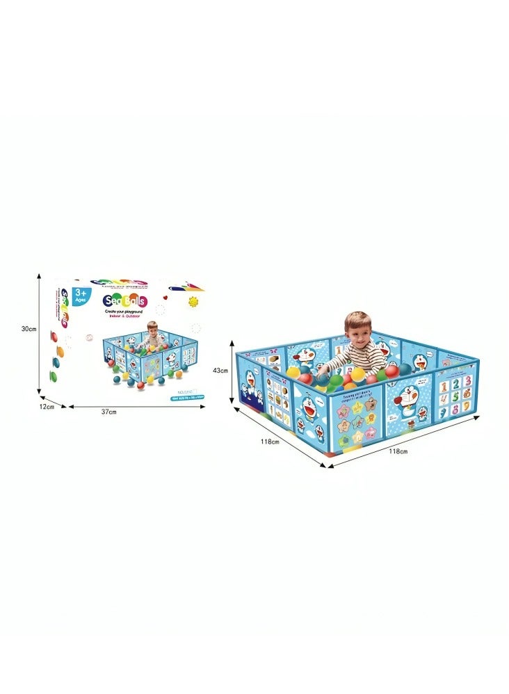 Rally Foldable Kids Play Fence - Safe Playground with Colorful Cartoon Educational Walls, Kids Play Tent with Colorful Balls - Playhouse - for Home and Garden - Image 2