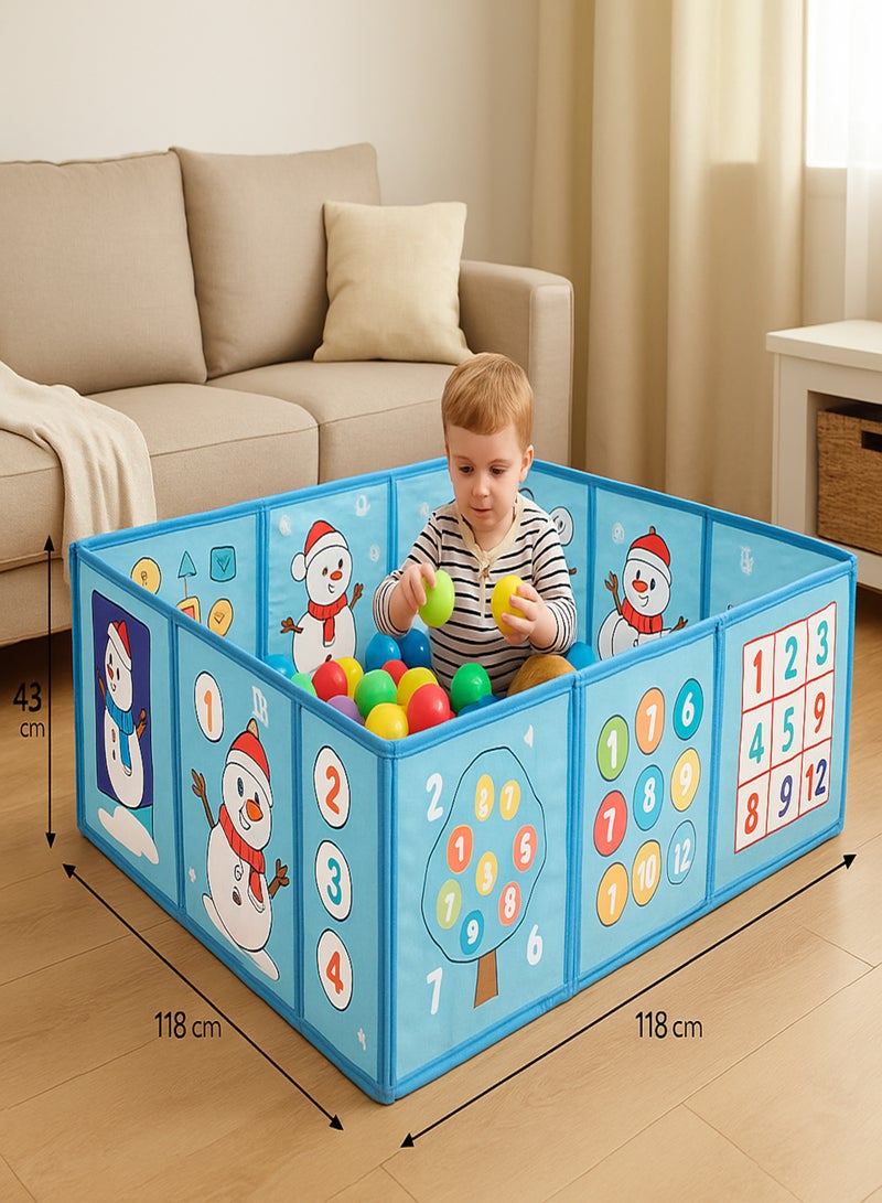 Rally Foldable Kids Play Fence - Safe Playground with Colorful Cartoon Educational Walls, Kids Play Tent with Colorful Balls - Playhouse - for Home and Garden - Image 4