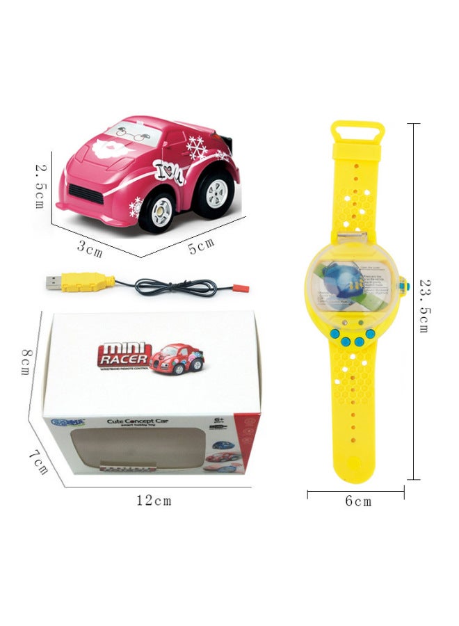 2.4G High-speed Rotating Children's Remote Control Toy Stunt Car Mini Remote Control Dump Double-sided Car Four-wheel Top Rotating-Color:Gravity Sensor Watch Car Pink  - Image 1