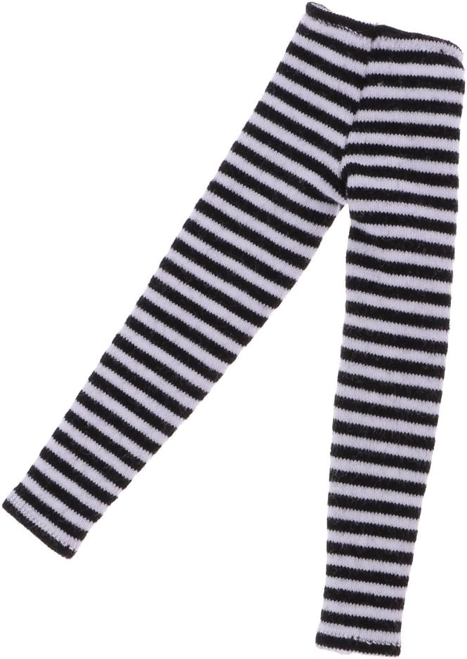 klarako 1/6 Scale Doll Pants Leggings Long Stripes Fabric Decoration For 12 '' Blythe BJD Dolls  Striped black, as described - Image 2