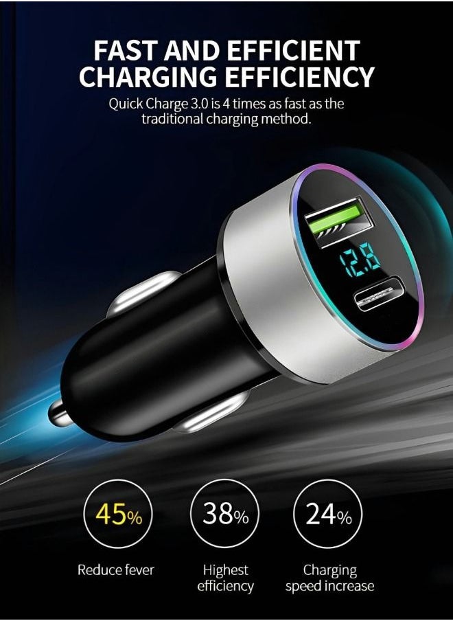 Generic - Usb c Car Charger,Pd 20w & Fast Usb 66w Qc3.0 Port Car Charger Adapter,Dual Port Super Fast Charging With Led Display,Compatible With Iphone,Samsung - Image 1