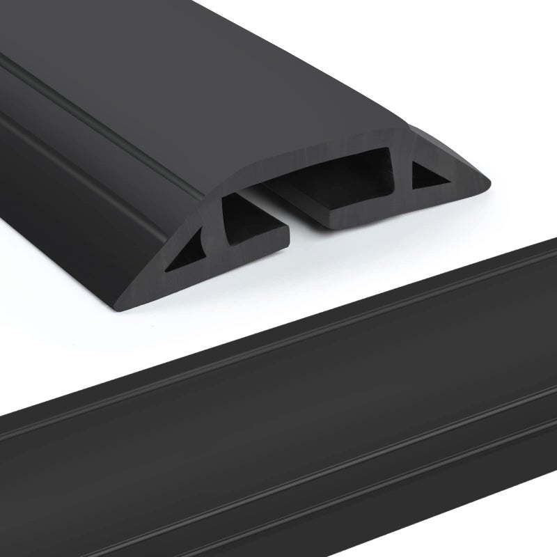 Eapele 10 ft Floor Cord Cover Heavy Duty Cable Protector, Easy to Unroll, Prevent Trip Hazard for Home Office or Outdoor Settings (Black) - Image 1